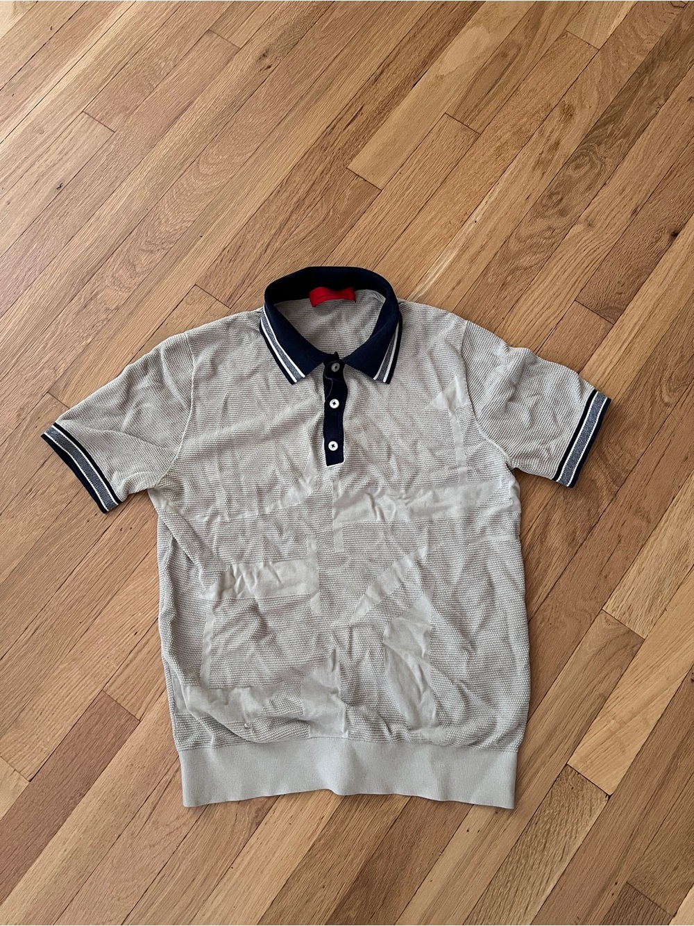 Carolina Herrera Light Gray Polo with Navy Contrast